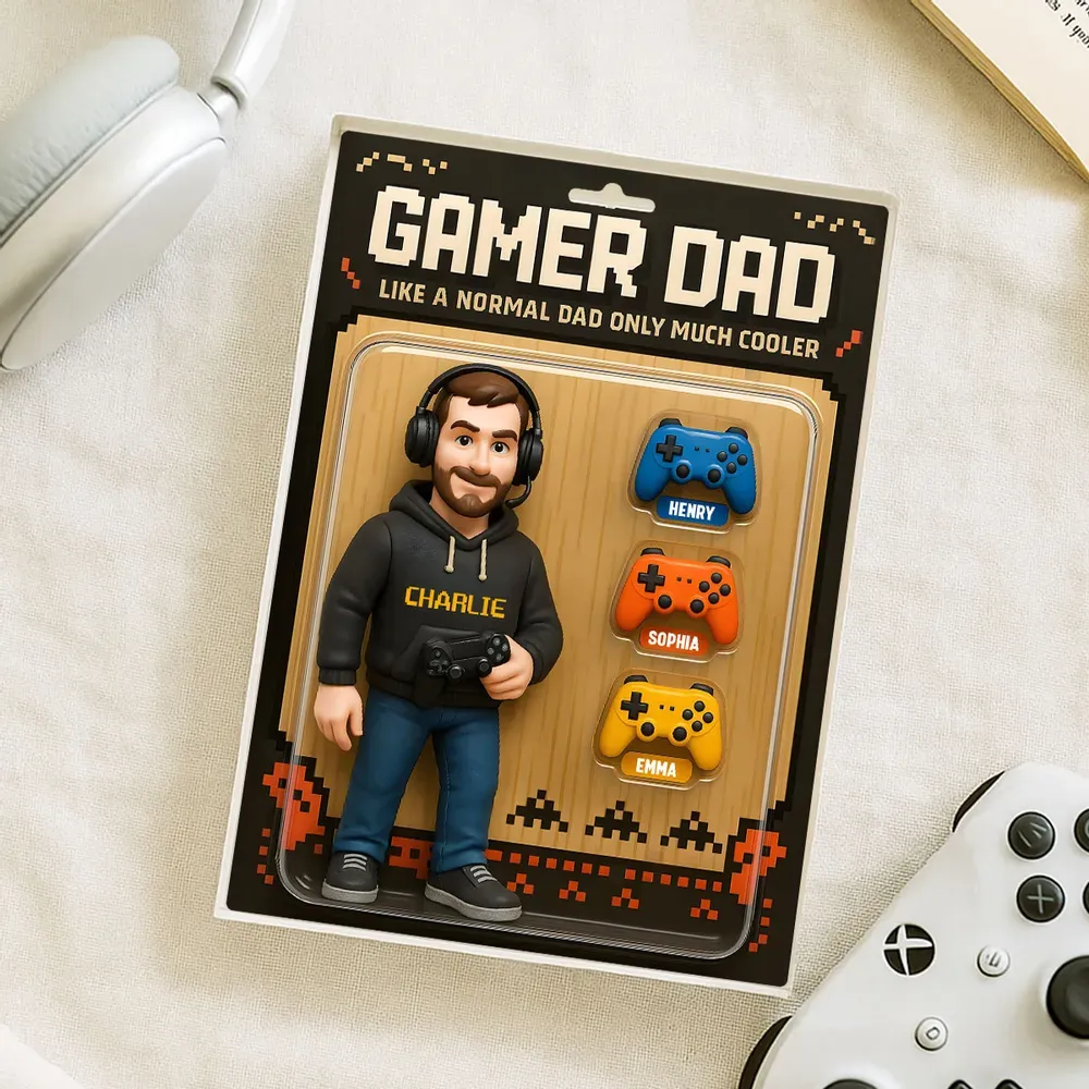 Gamer Dad Cooler Custom Action Figure Personalized Acrylic Block Plaque, Father's Day Gift for Gamer Dad, Gift for Husband - 