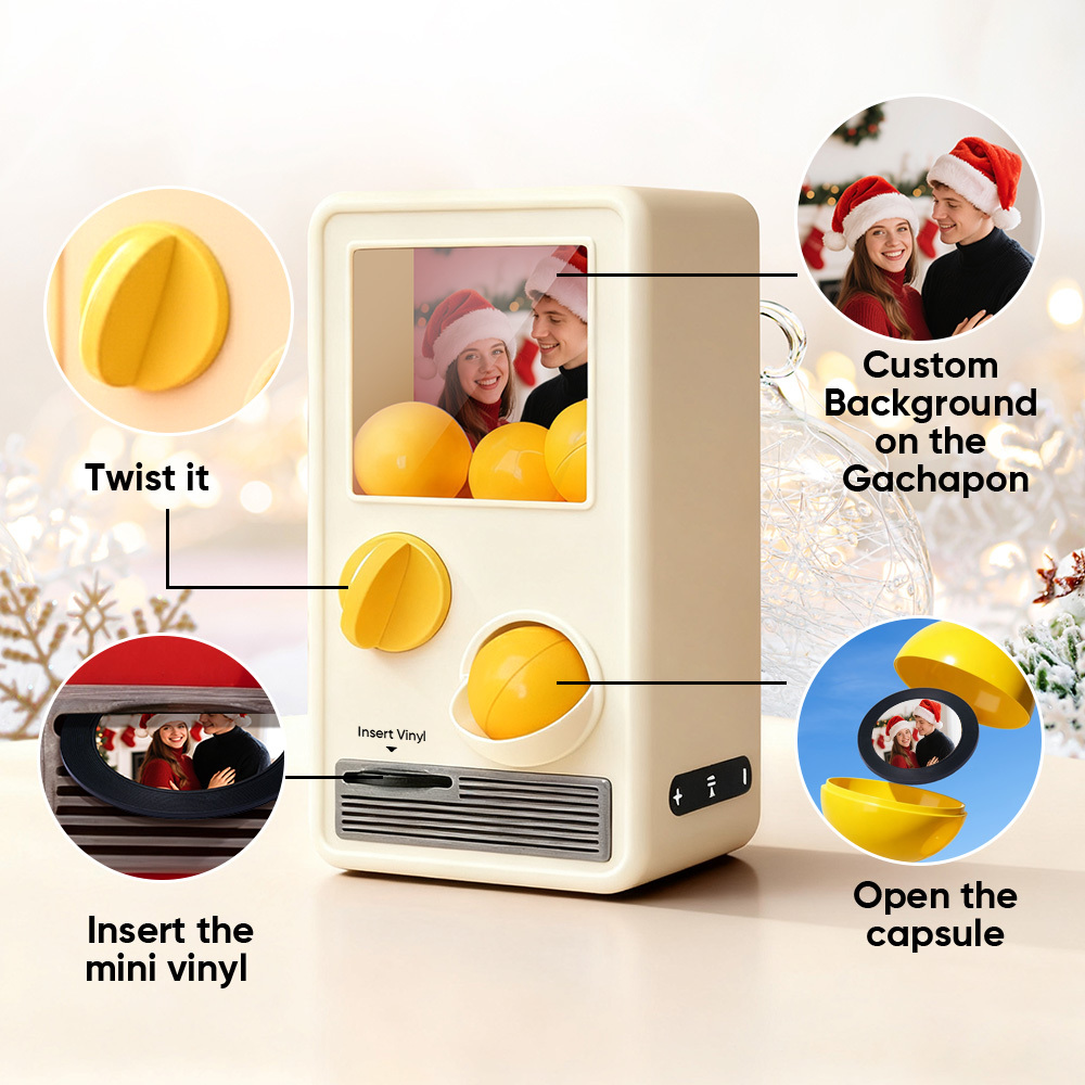 Personalized Music and Photo Music Gachapon Machine Custom Song Mini Record Box Retro Christmas Gifts for Her - 