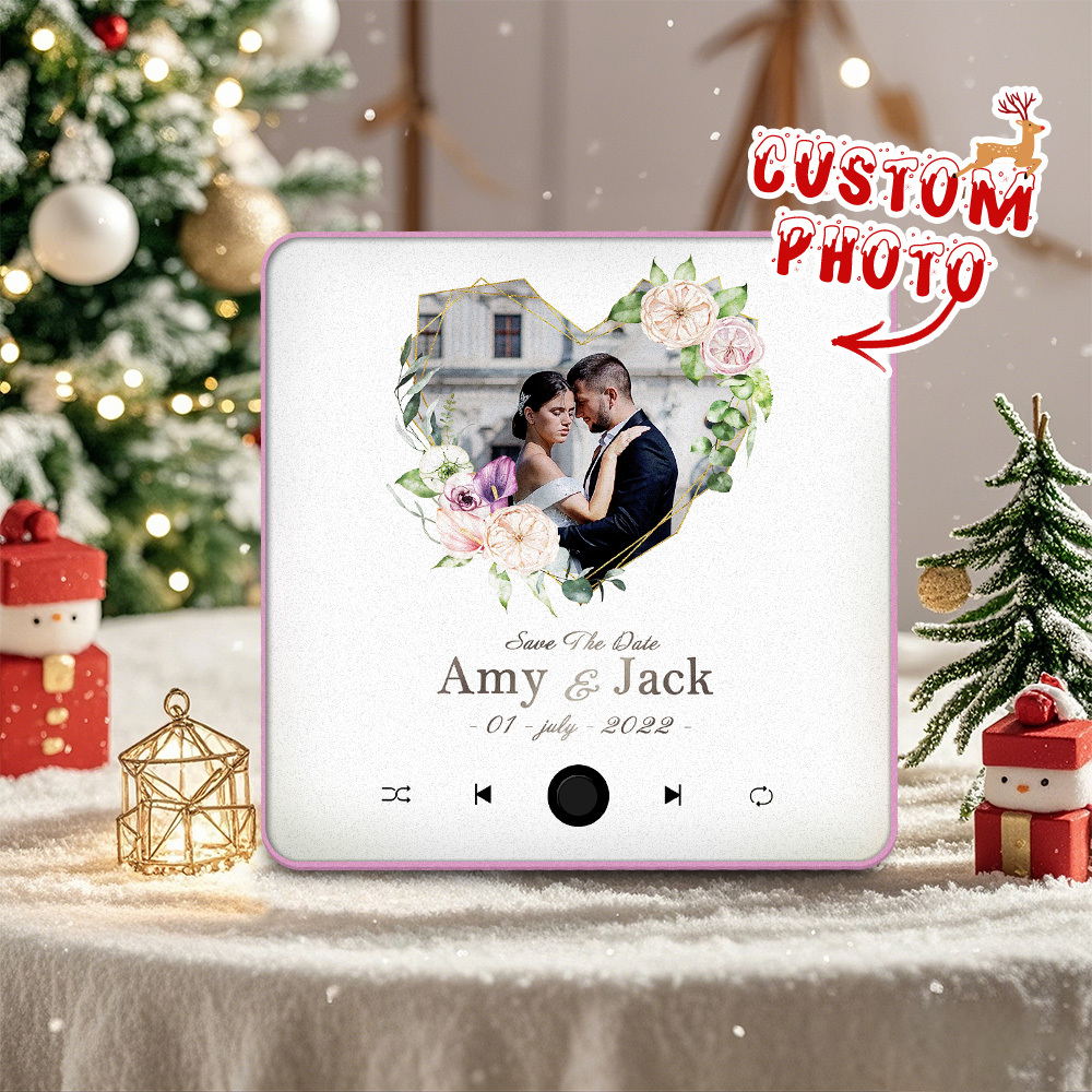 Personalized Wedding Music Fridge Magnet Christmas Gift for Couples Custom Music Magnets Can Play Songs - 