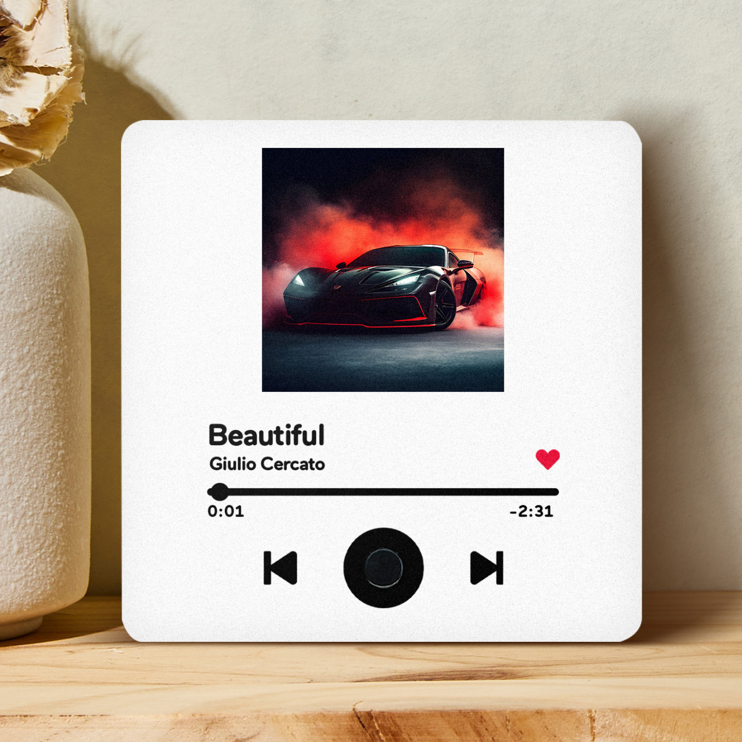 Personalized Spotify Fridge Magnet Customized Red Album Music Fridge Magnet Can Play Songs Gifts for Car Lovers - 