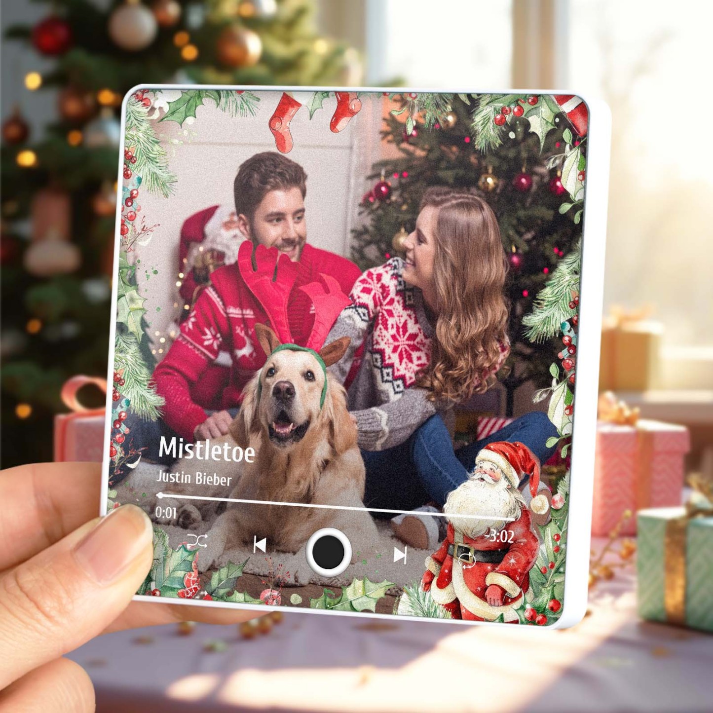 Christmas Music Fridge Magnet Personalized Family Photo Music Magnets Can Play Songs Christmas Gifts - 