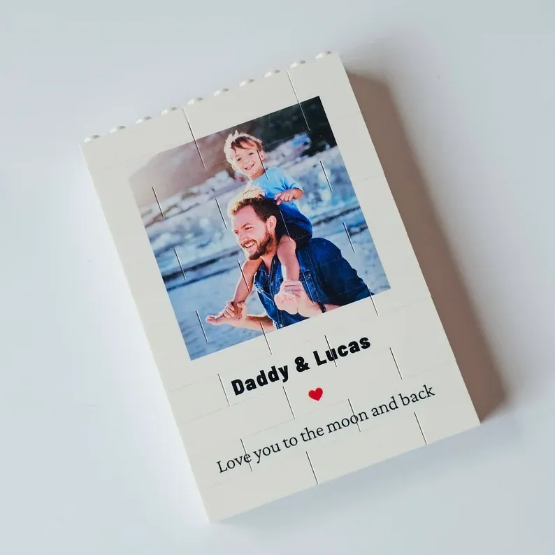 Custom Photo Brick Puzzle Frame – Build Gentle Love, A Meaningful Gift for Dad & Father's Day - 