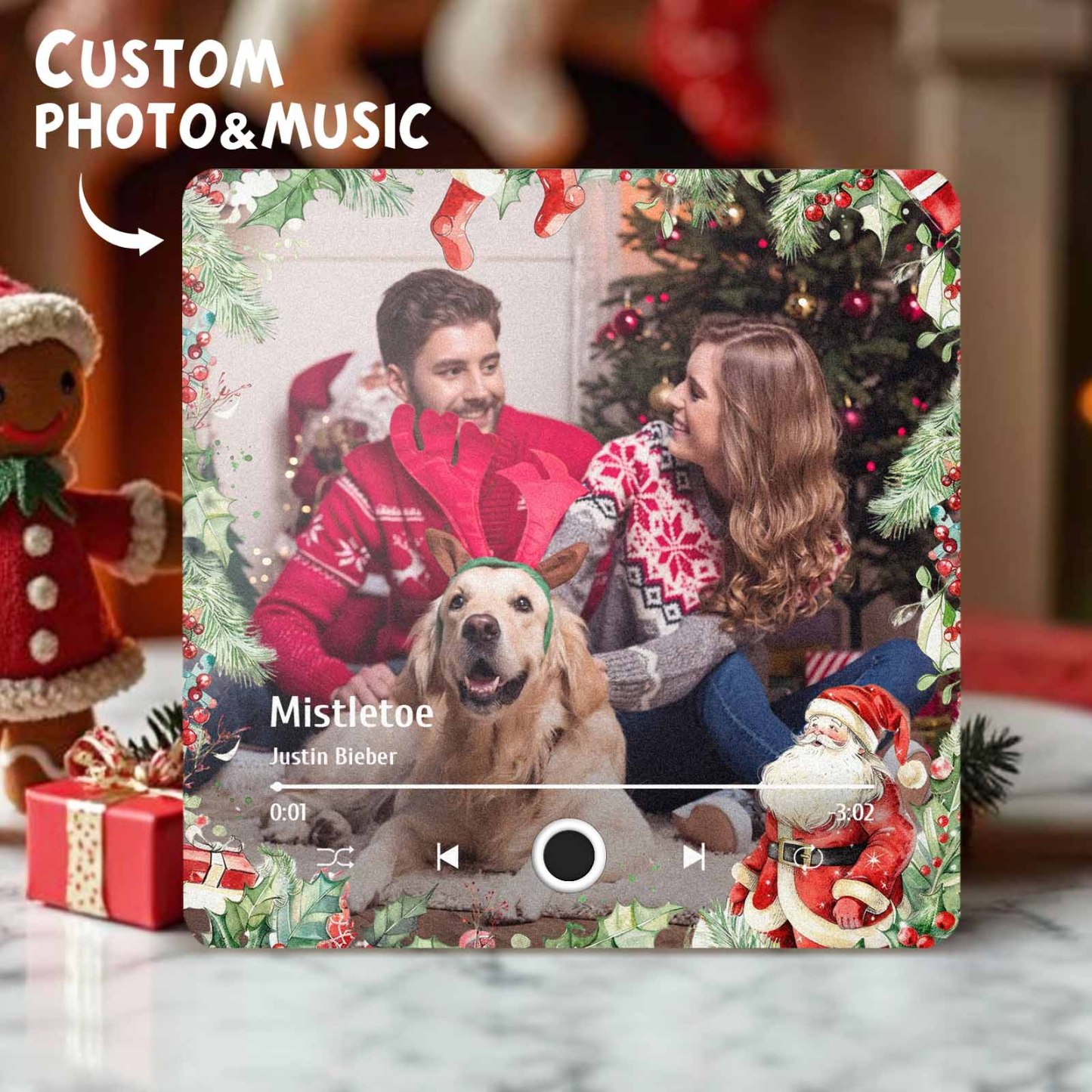 Christmas Music Fridge Magnet Personalized Family Photo Music Magnets Can Play Songs Christmas Gifts - 