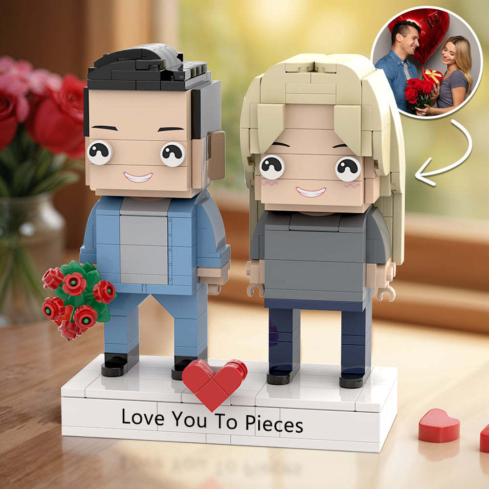 Full Body Customized Brick Figures Thick Engraved Base Christmas Gift For Couples - minebrickau