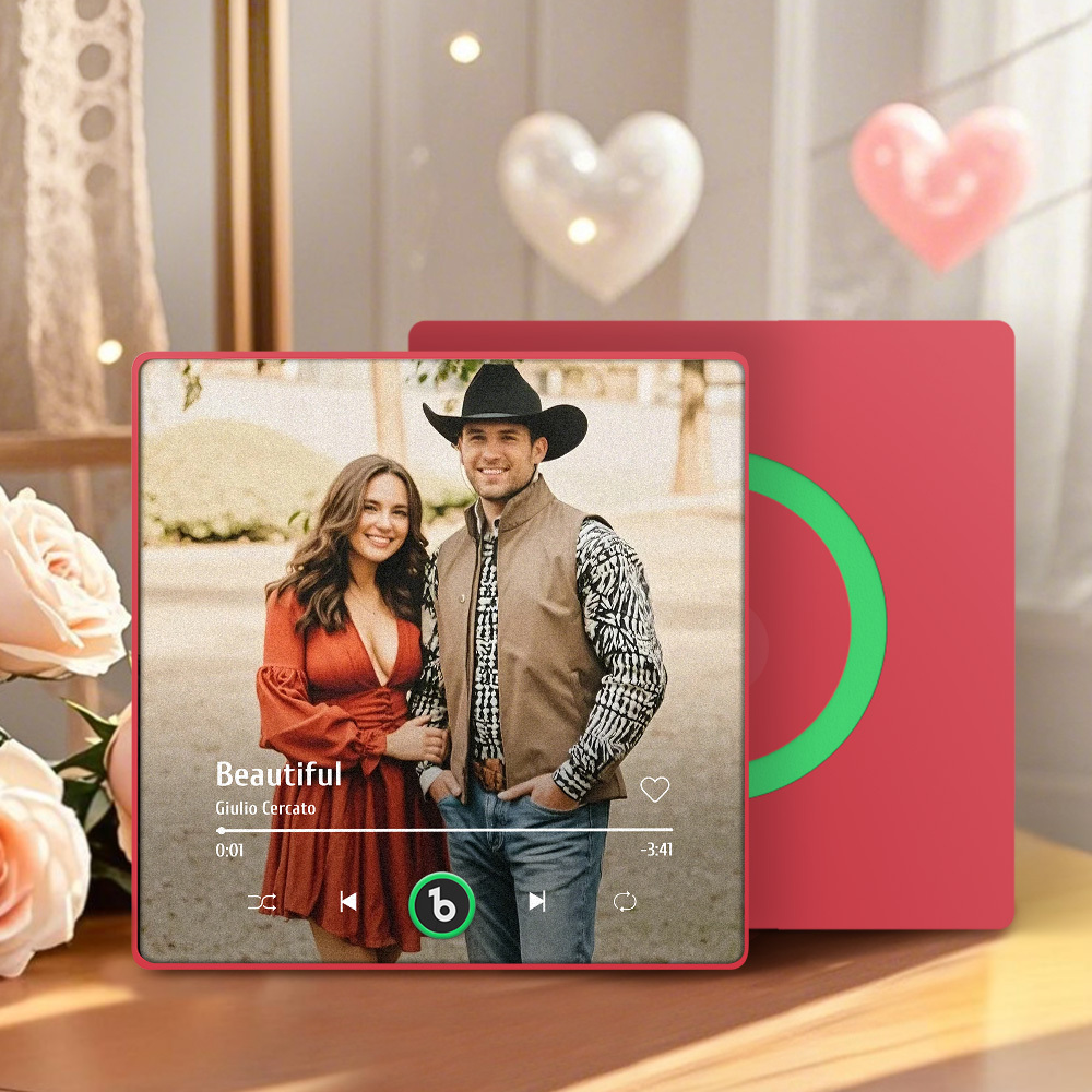 Valentine's Day Gifts Upgrade Custom Music Fridge Magnet Colorful Frame Album Fridge Magnet Can Play Songs Gift for Couple - 