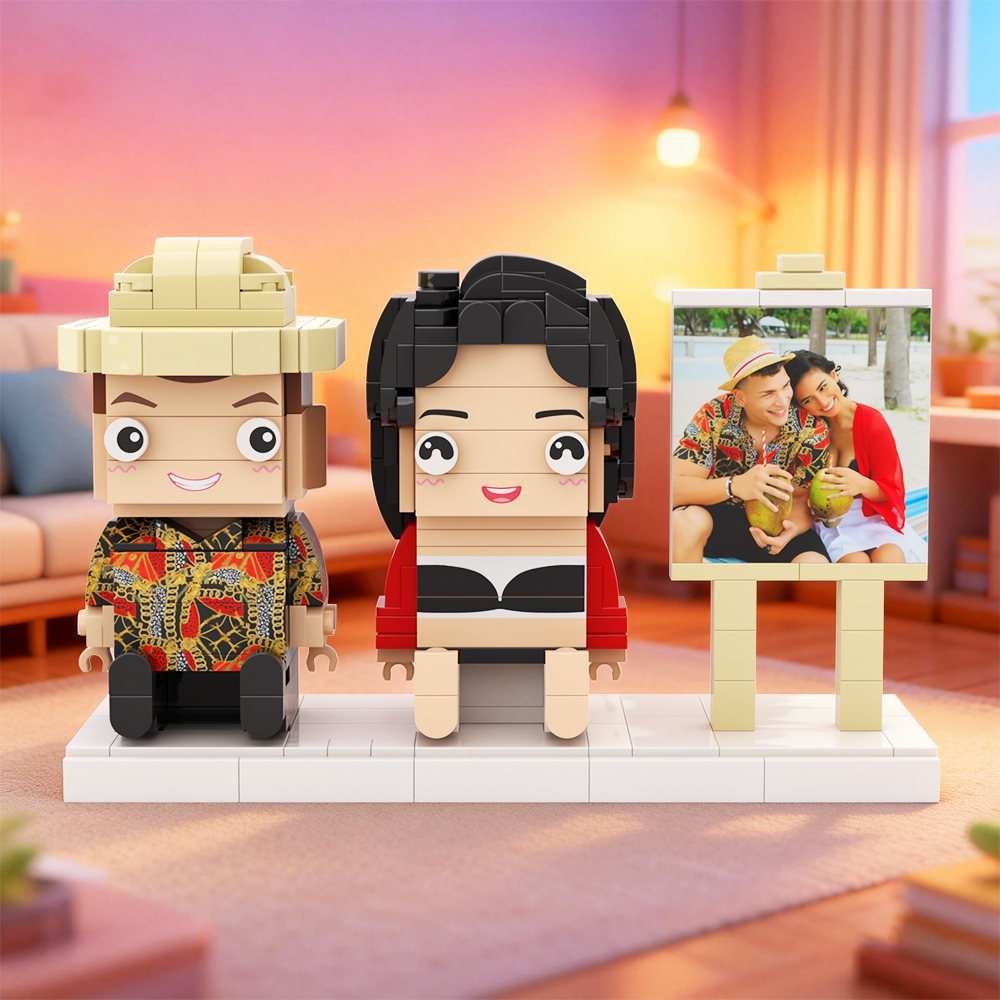 Custom Fully Body 2 People Custom Brick Figures Persanalized Sitting Brick Figures Sweet Couple Gifts - 