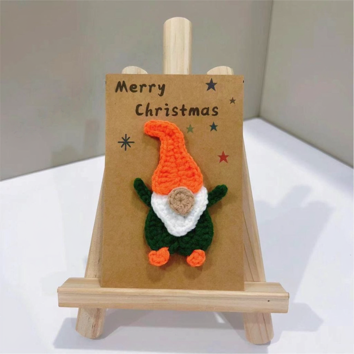 Handmade Crochet Flower Greeting Card Merry Christmas 3D Knitted Floral Card, Romantic Gift for Her - 