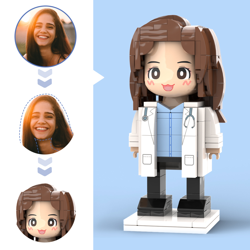 Doctors' Day Gift Male Dentist Customized Head Brick Figure with Engraved Text - 