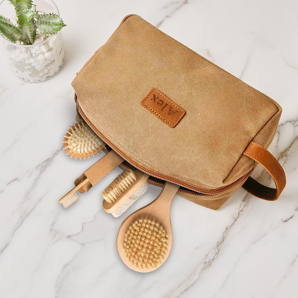 Custom Travel Toiletry Organizer Dopp Kit For Men Canvas Shaving Bag - 