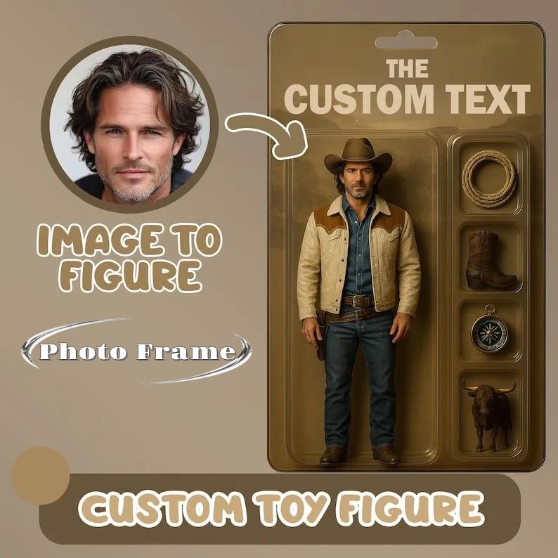 Custom Full Body Action Figure Portraits | Personalized Toy Box Art | Custom Photo Frame Decorations | Hunter Style