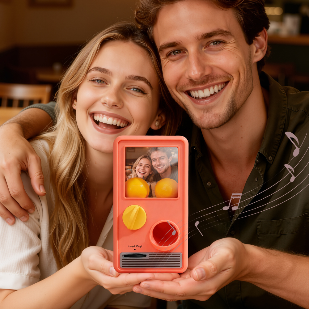 Personalized Music and Photo Music Gachapon Machine Custom Song Mini Record Box Retro Anniversary Gift - 