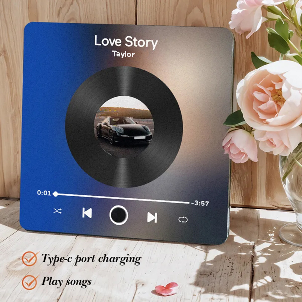 Personalized Spotify Fridge Magnet Customized Red Album Music Fridge Magnet Can Play Songs Gifts for Car Lovers - 