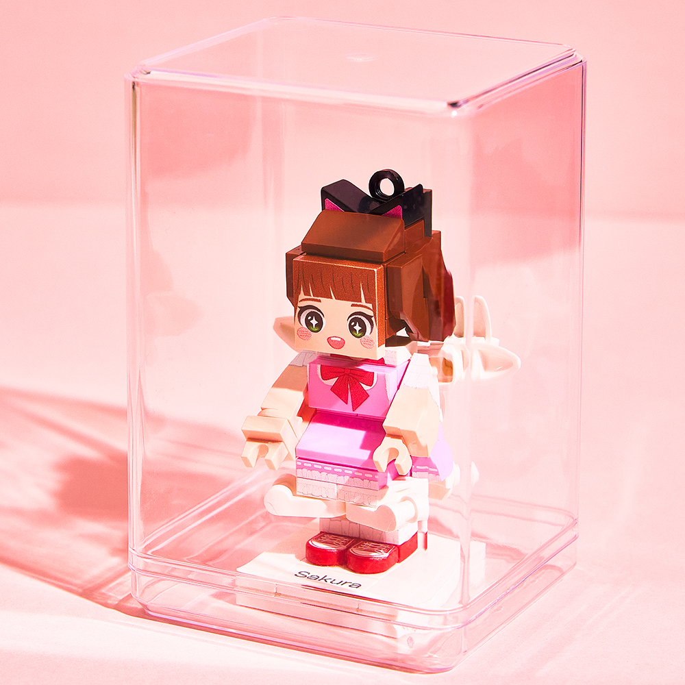 Mini Brick Figures Personalized 1 Person Keychain Funny Bag Charm - 