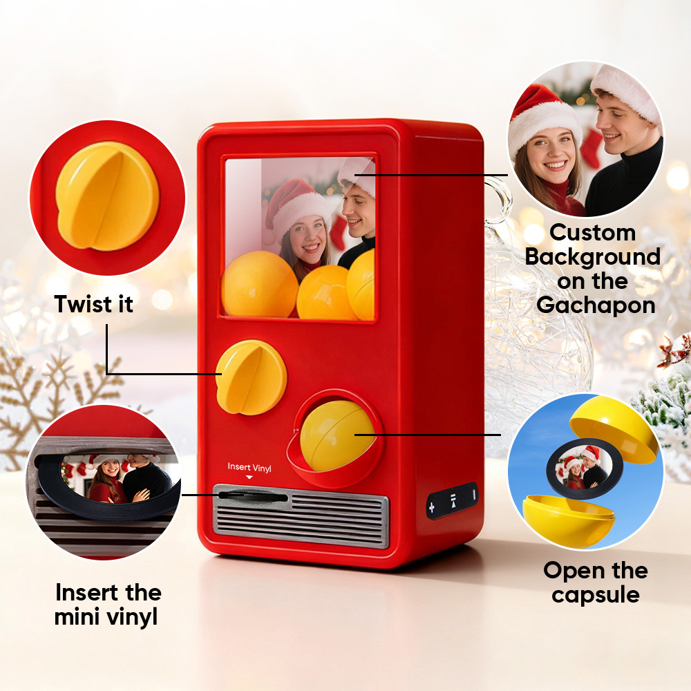 Personalized Music and Photo Music Gachapon Machine Custom Song Mini Record Box Retro Christmas Gifts for Her - 