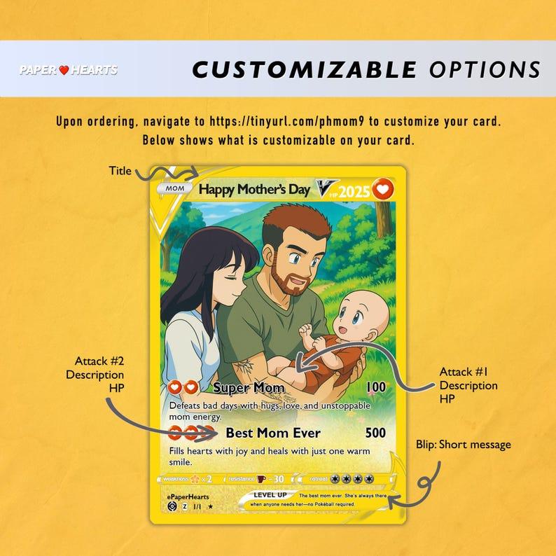 Mother's Day Anime Monster Card, Custom Anime Monster Card, Gift For Mom, Mother's Day Gift, Custom Anime Monster Present