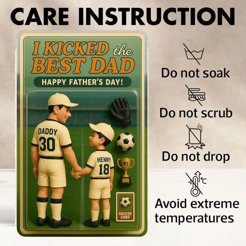 Personalized Soccer Dad Action Figure Plaque – Custom Father's Day Gift, We Kicked the Best Dad Acrylic Block, Unique Gift for Dad or Papa - 