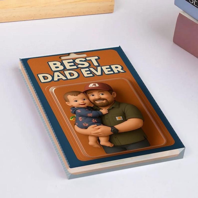 Personalized Father's Day Gift For Dad, Custom Photo Dad And Kids Action Figure Acrylic Block, Best Dad Ever Block Plaque, Gift For Husband - 