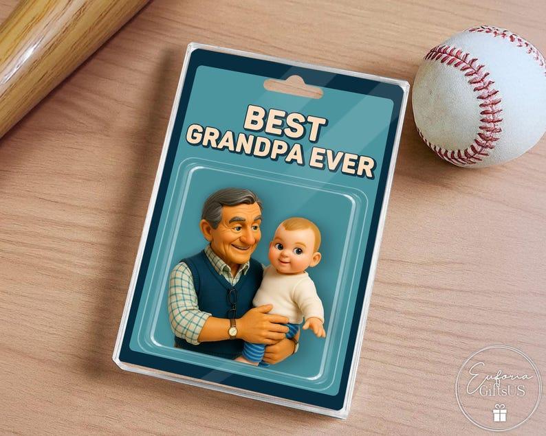 Custom Photo Grandpa And Grandkid Action Figure Acrylic Block, Personalized Father's Day Gift For Grandfather, Gift For Dad From Kids - 