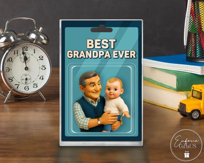 Custom Photo Grandpa And Grandkid Action Figure Acrylic Block, Personalized Father's Day Gift For Grandfather, Gift For Dad From Kids - 