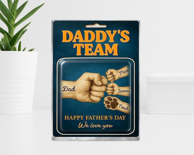 Custom Fathers Day Gift for Dad, Daddy Team Fist Bump Custom Figure Acrylic Block Plaque Gift for Husband, Dad Birthday Gift, New Dad Gifts - 