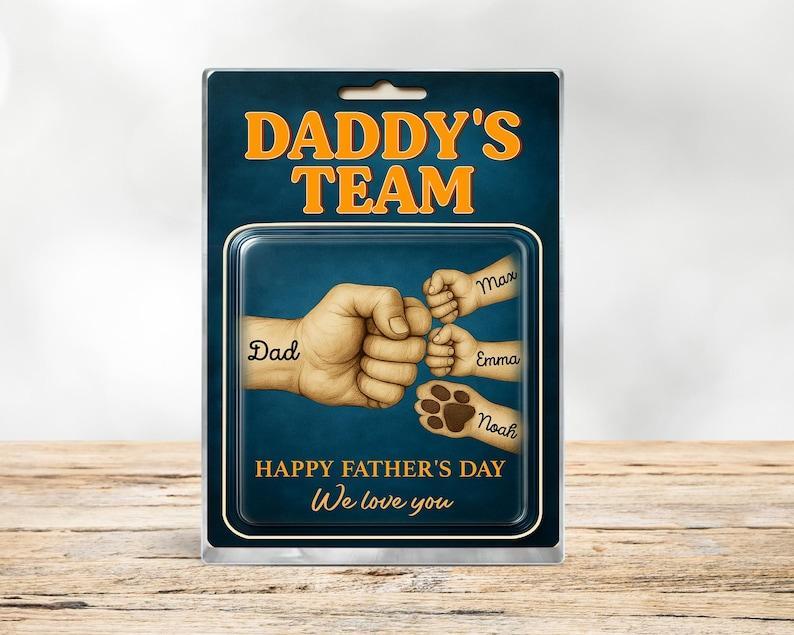Custom Fathers Day Gift for Dad, Daddy Team Fist Bump Custom Figure Acrylic Block Plaque Gift for Husband, Dad Birthday Gift, New Dad Gifts - 