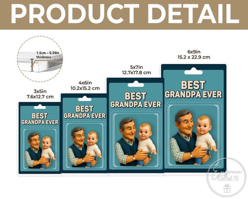 Custom Photo Grandpa And Grandkid Action Figure Acrylic Block, Personalized Father's Day Gift For Grandfather, Gift For Dad From Kids - 