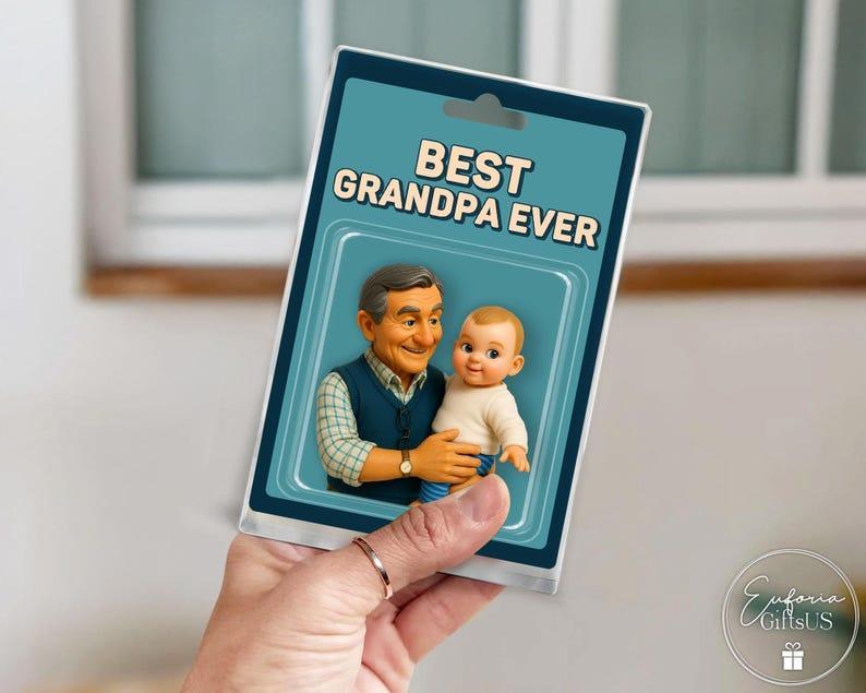 Custom Photo Grandpa And Grandkid Action Figure Acrylic Block, Personalized Father's Day Gift For Grandfather, Gift For Dad From Kids - 