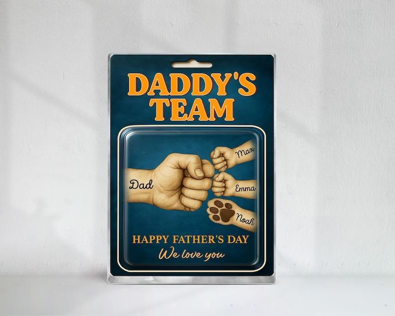 Custom Fathers Day Gift for Dad, Daddy Team Fist Bump Custom Figure Acrylic Block Plaque Gift for Husband, Dad Birthday Gift, New Dad Gifts - 