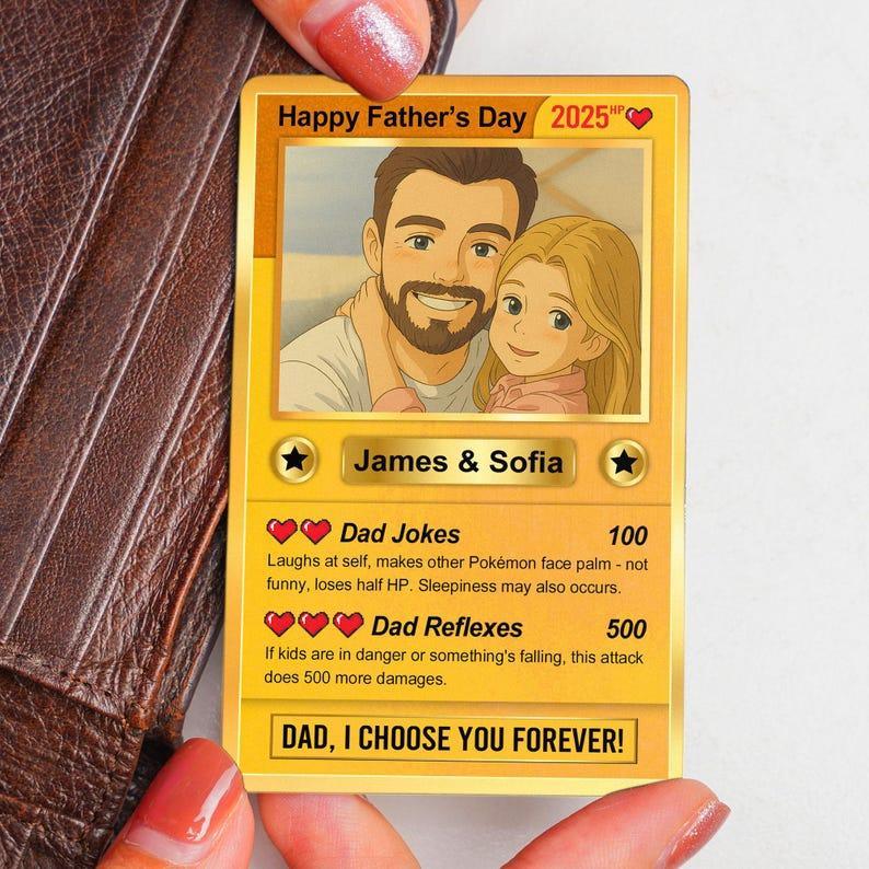 Personalized Father's Day Anime Cards, Custom Photo Anime Card, Fathers Day Gift For Dad, Gift For Husband - 
