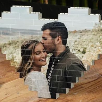 Personalized Heart Photo Block Puzzle Building Brick Anniversary Birthday Valentine's Day Gift Ideas - 