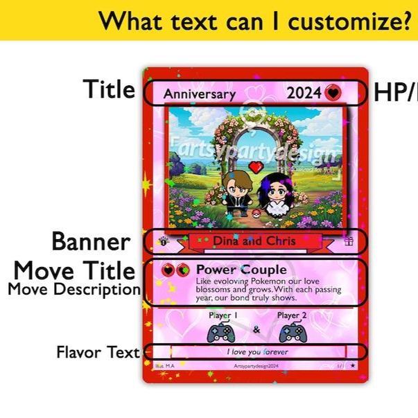 Custom Anniversary  Card, Custom AnimeCard, Custom Trading Card,  Proposal Card, Anniversary, Wedding Card, TCG, Custom Trading card - 