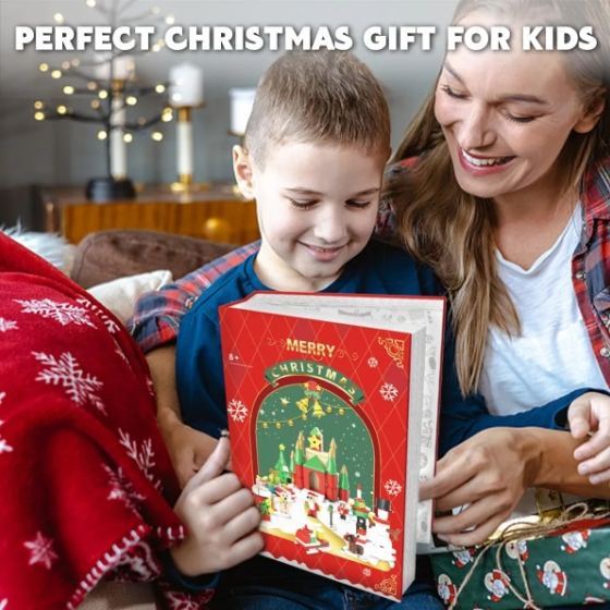 Advent Calendar 2025 Building Sets Countdown 24 Brick Figure Surprises for Kids Include Santa Claus,Christmas Tree Building Sets - 