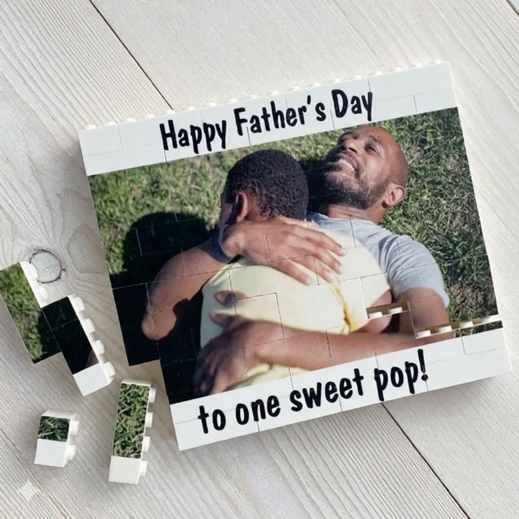 Custom Photo Brick Puzzle Frame – Build Gentle Love, A Meaningful Gift for Dad & Father's Day - 