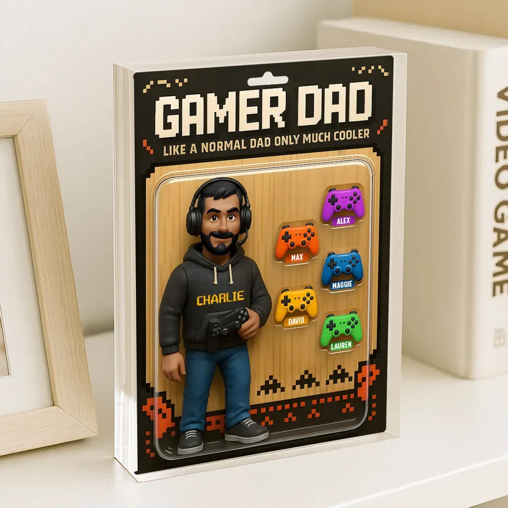Gamer Dad Cooler Custom Action Figure Personalized Acrylic Block Plaque, Father's Day Gift for Gamer Dad, Gift for Husband - 