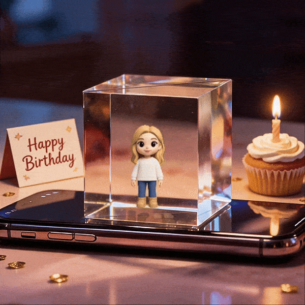 3D Cartoon Birthday Lumina Boxes Hologram Video | High-Transmittance Hologram Material Image Birthday Day Gift - 