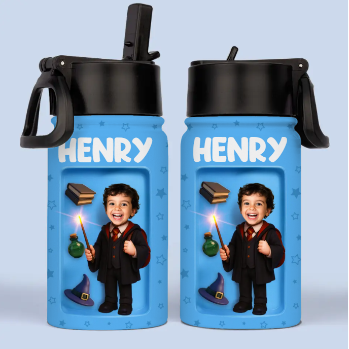 Custom Photo 3D Inflated Effect Printed Kids Water Bottle Gift For Kids Casting Magic Kids Water Bottle - 