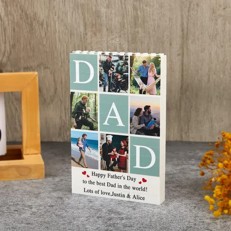 Custom Photo Brick Puzzle Frame – Build Gentle Love, A Meaningful Gift for Dad & Father's Day - 