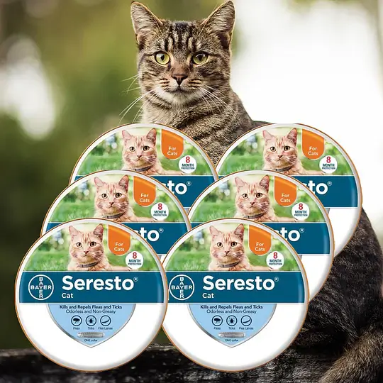 SERESTO FLEA AND TICK COLLAR FOR SMALL, LARGE DOGS & CATS 8 MONTH PROTECTION