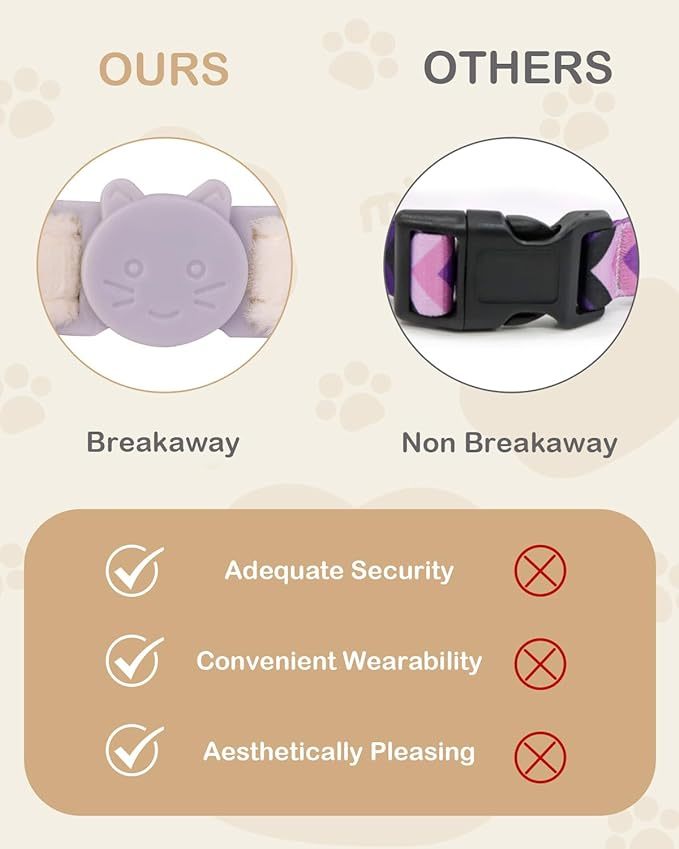 Breakaway Cat Collar with Flower and Bell, Adjustable Cute Kitten Collar.