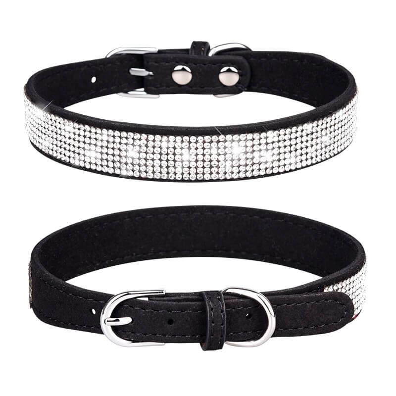 CHUKCHI Velvet Adjustable Cat Collar with Sparkling Rhinestones and Bell, 11-Inch, Perfect for Small Cats and Dogs