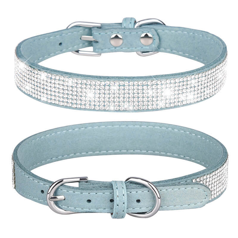 CHUKCHI Velvet Adjustable Cat Collar with Sparkling Rhinestones and Bell, 11-Inch, Perfect for Small Cats and Dogs