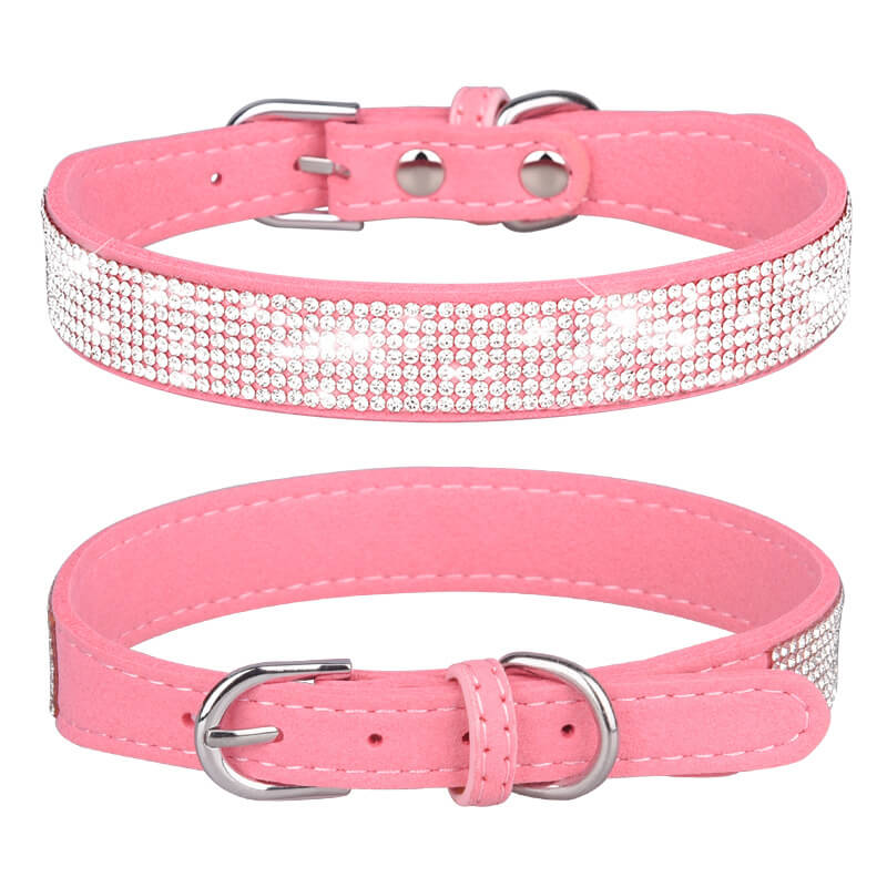 CHUKCHI Velvet Adjustable Cat Collar with Sparkling Rhinestones and Bell, 11-Inch, Perfect for Small Cats and Dogs