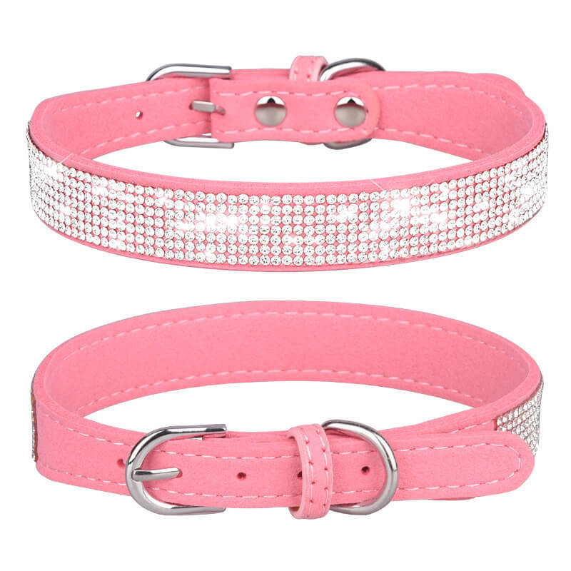 CHUKCHI Velvet Adjustable Cat Collar with Sparkling Rhinestones and Bell, 11-Inch, Perfect for Small Cats and Dogs