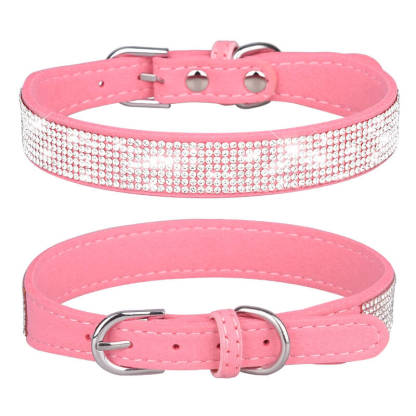 CHUKCHI Velvet Adjustable Cat Collar with Sparkling Rhinestones and Bell, 11-Inch, Perfect for Small Cats and Dogs