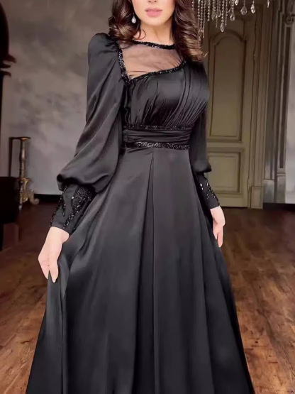 High-end Mesh Patchwork Sequin Embellished Dress