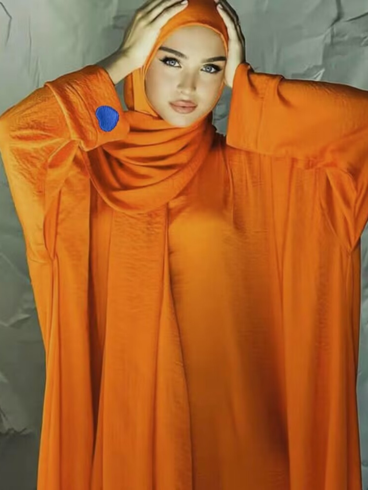 Long Sleeve Embroidered Heart Solid Color Dress