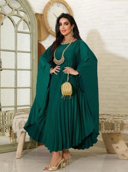 Solid Color Loose Pressure Pleat Dress
