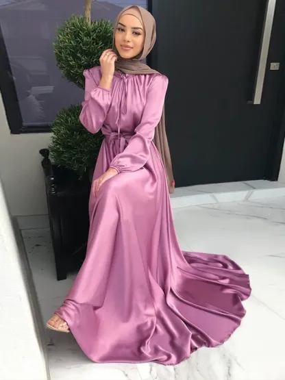 Middle East Saudi Arabia foreign trade cross-border Muslim Hui solid color robe and ankle Dress 