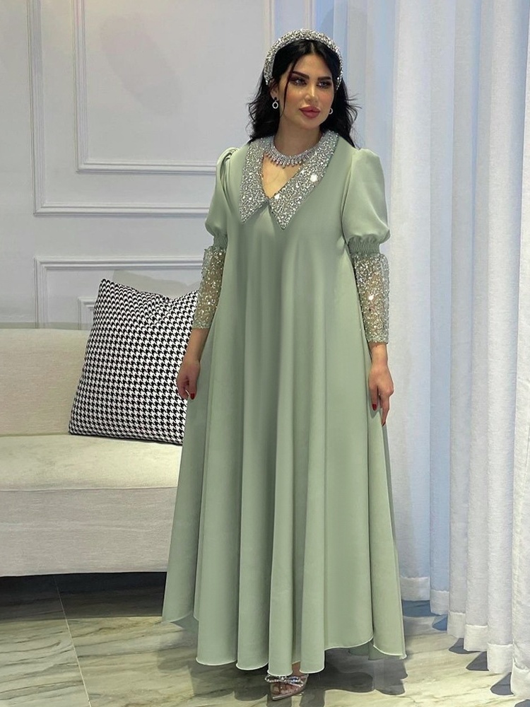Fashionable sequin beaded Middle Eastern Maxi Dress