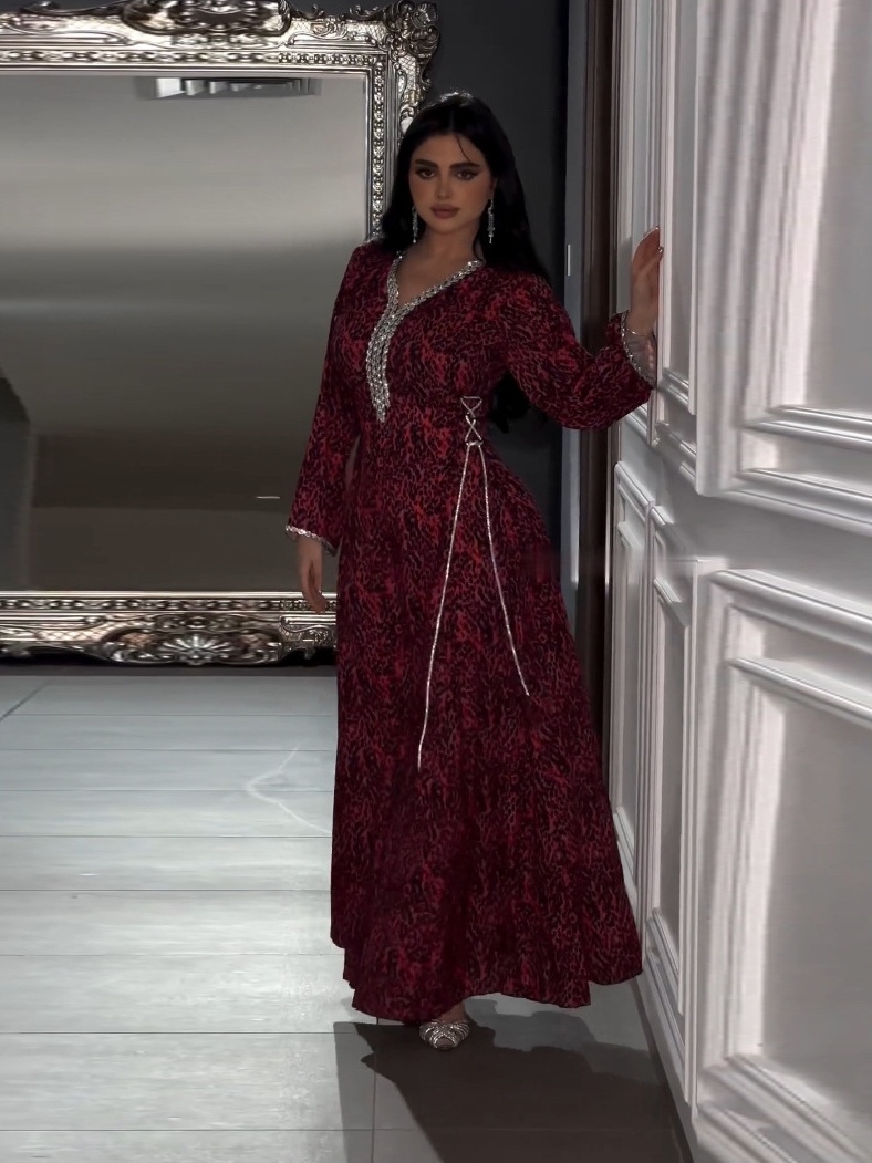 Printed Diamonds Lace-Up Dress